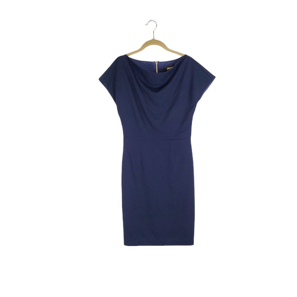 Alexia Admor Willa Dress NWT Navy Blue Short Sleeve Knee Length D4003 Size Small